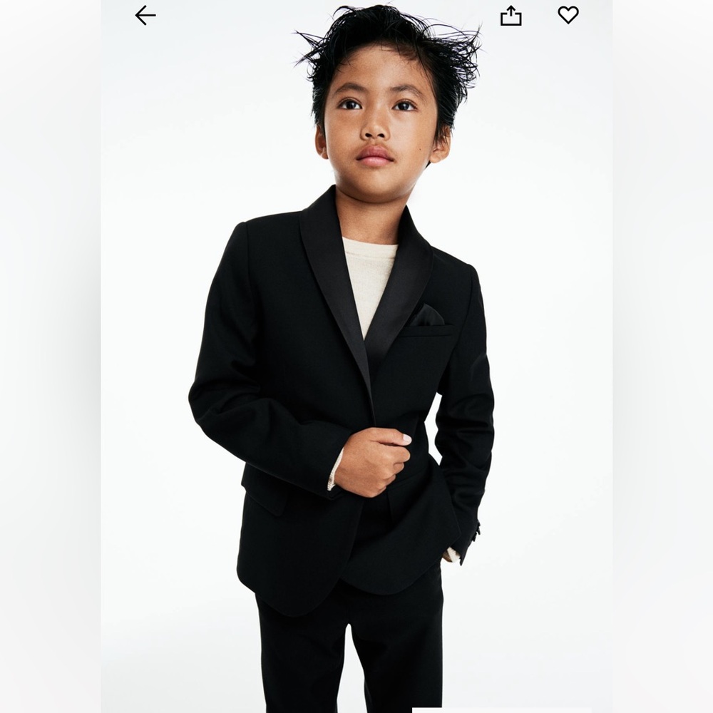 H&M Kids Black Blazer Set with tuxedo shirt - Picture 2 of 11
